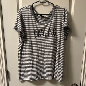Torrid Gray Striped Short Sleeve Tee